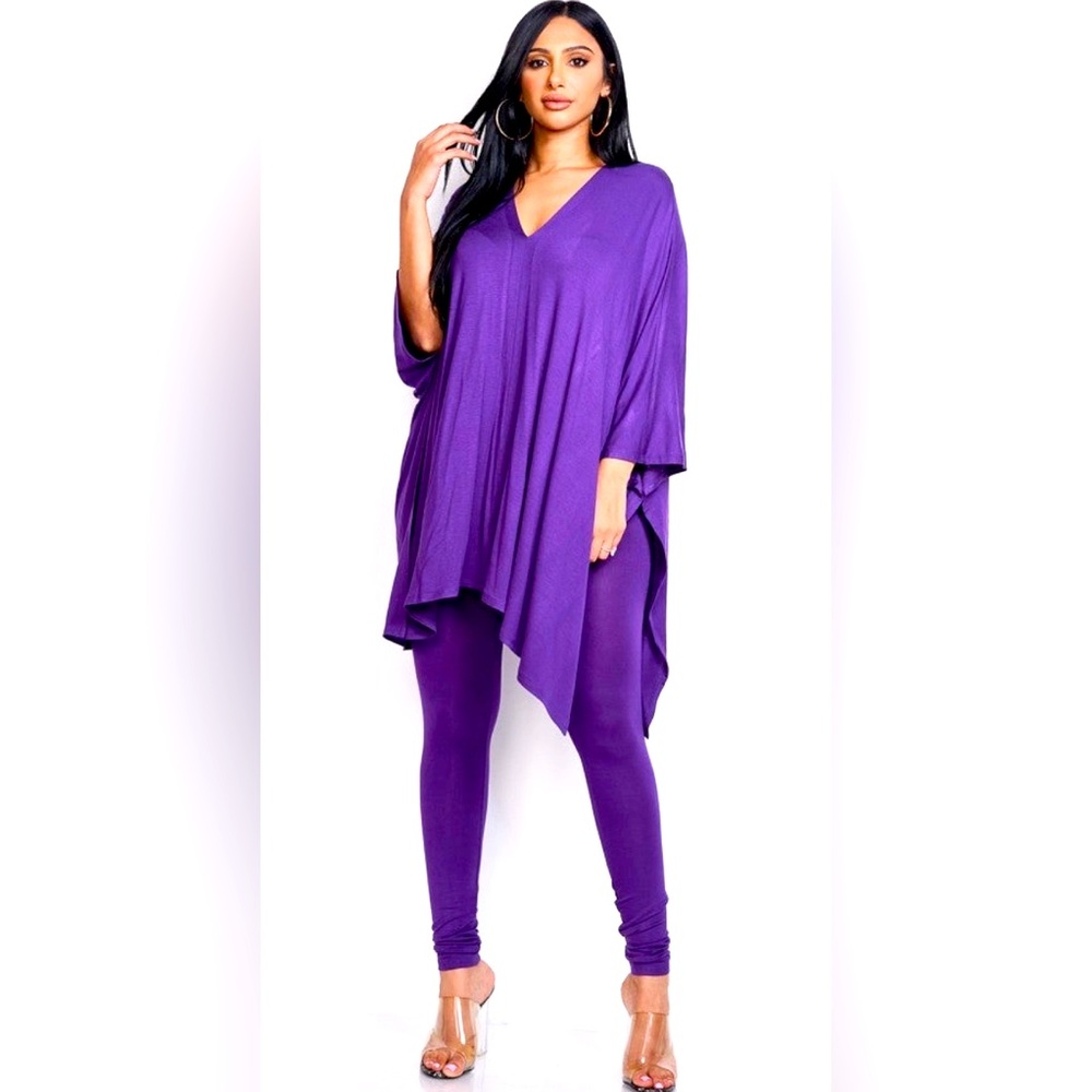 💜Purple Women's Two Piece Cape Top & Leggings 💜